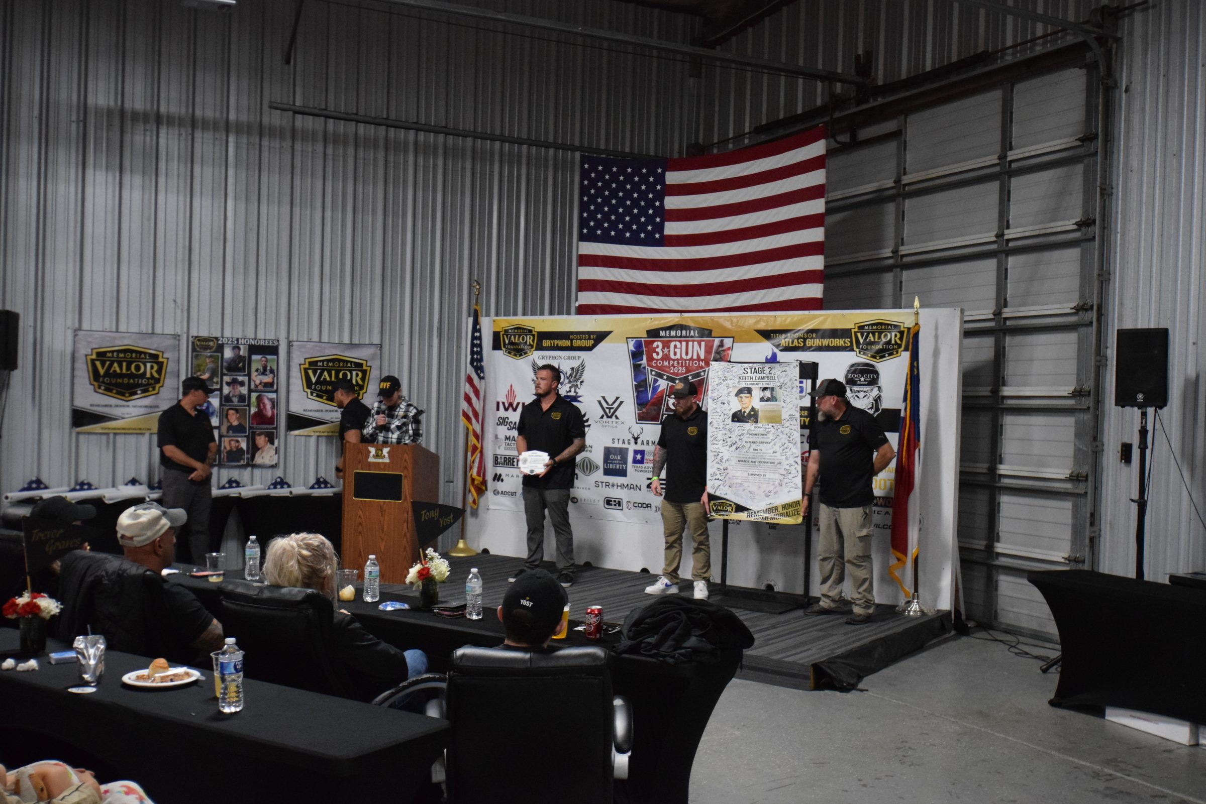 Memorial Valor Foundation ceremony stage at Memorial 3 Gun 2026