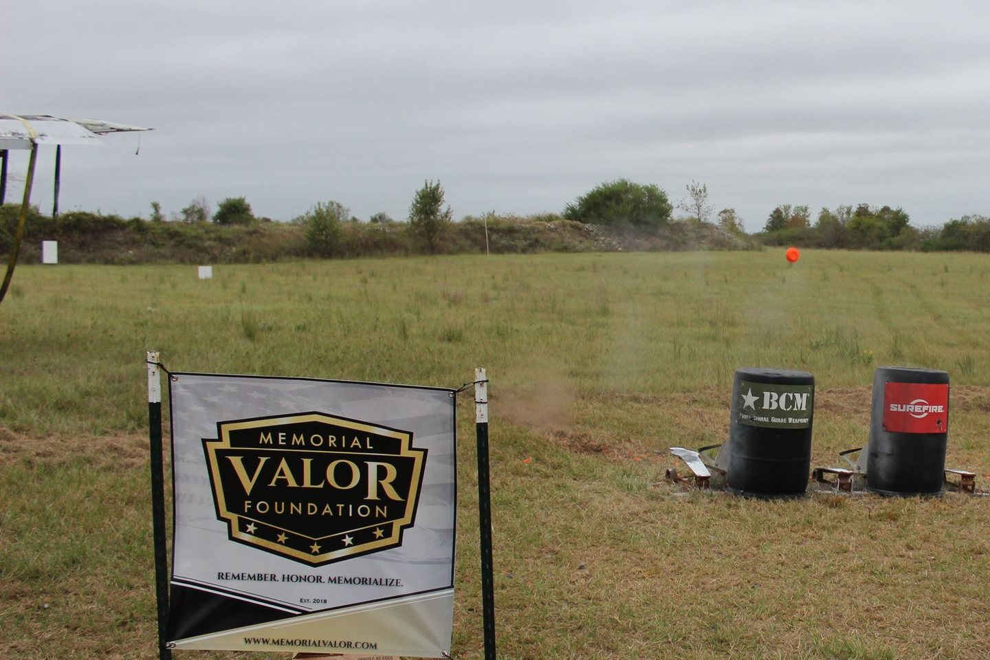 Memorial Valor Foundation stage sign on the Memorial 3 Gun range in Maxton NC